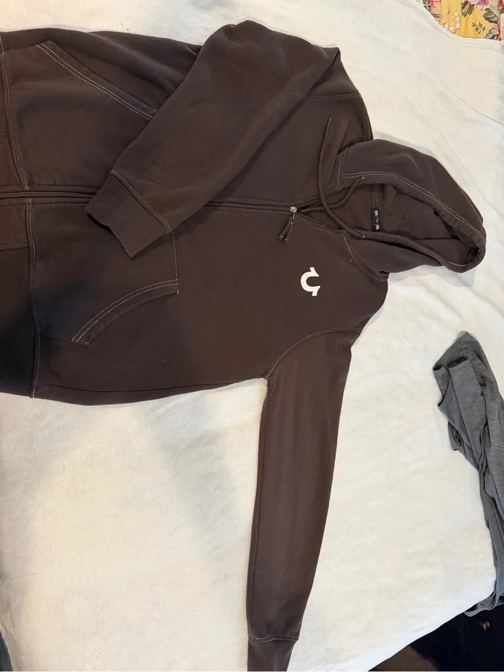 True Religion Brown Hoodie with White Logo